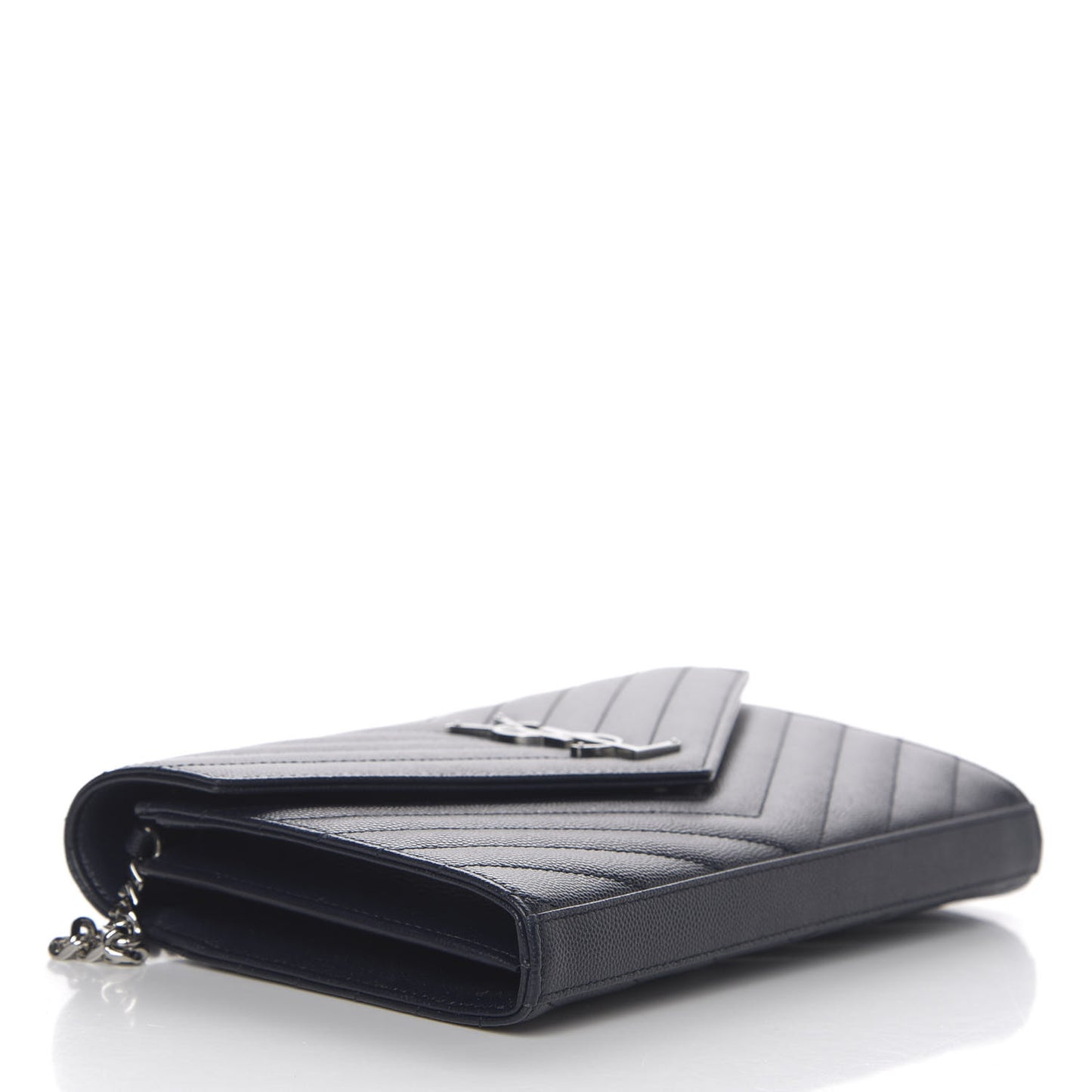 Grain De Poudre Matelasse Chevron Monogram Chain Wallet Deep Marine