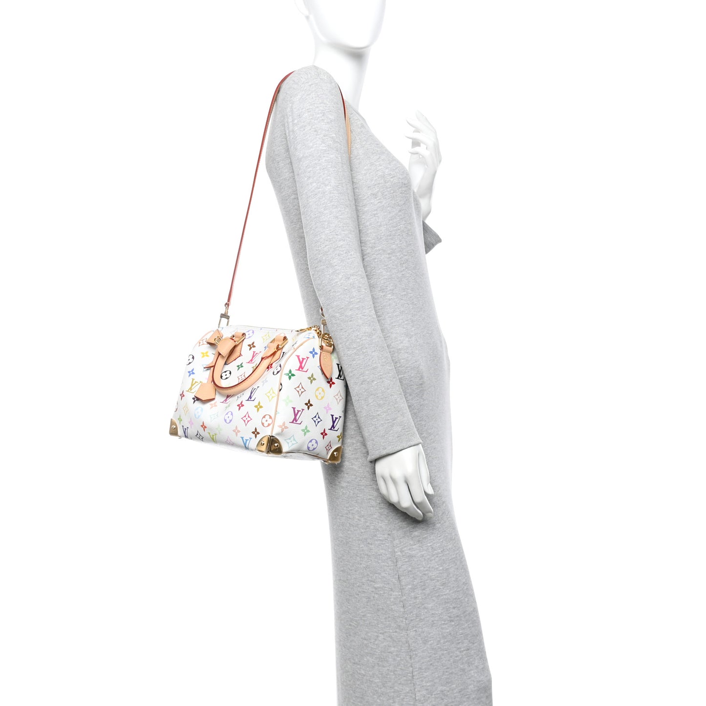 LV X TM Monogram Multicolor Speedy Bandouliere 25 White
