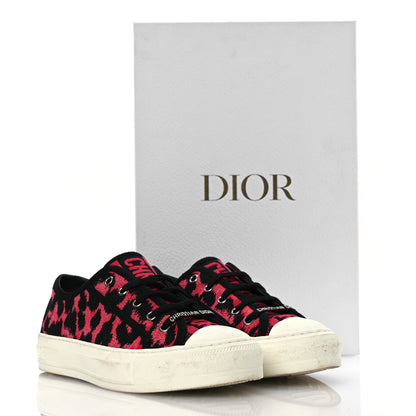 Christian Dior Canvas Leopard Embroidered Womens Walk N Dior Low Top Sneakers 37.5 Framboise 15 of 15