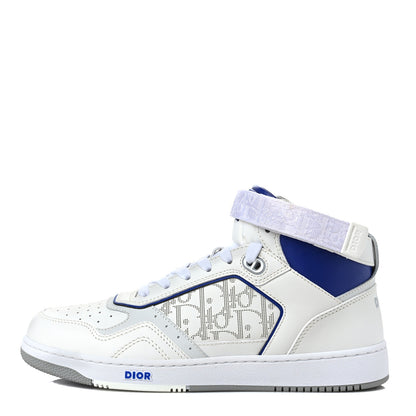 Christian Dior Smooth Calfskin Oblique Galaxy Perforated Mens B27 Mid Top Sneakers 41 White Blue 1 of 10