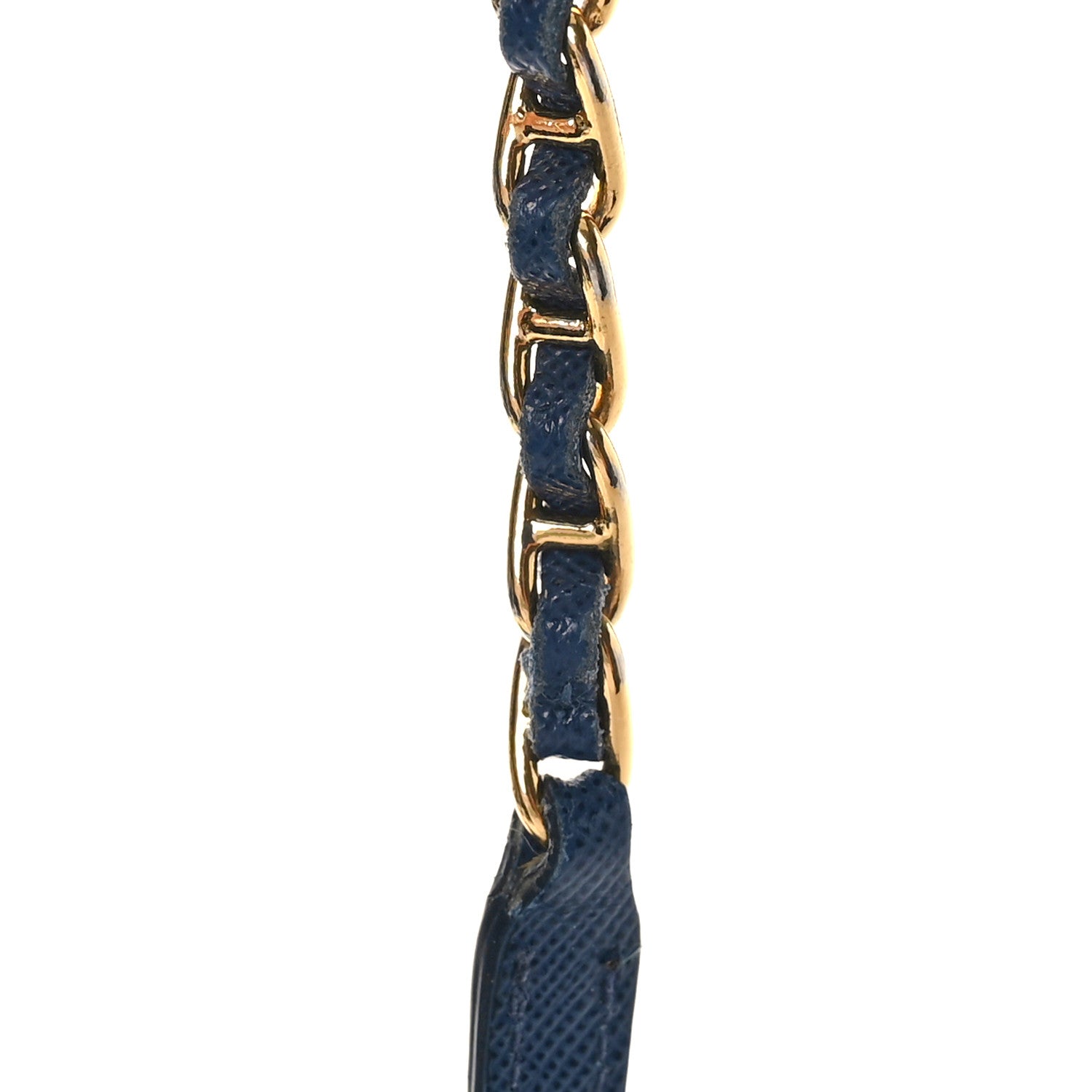 Prada Saffiano Metal Oro Chain Wallet Bleutte 12 of 13
