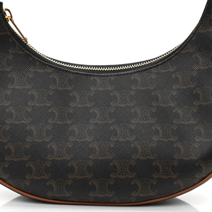 Celine Triomphe Canvas Calfskin Ava Shoulder Bag Tan 9 of 11