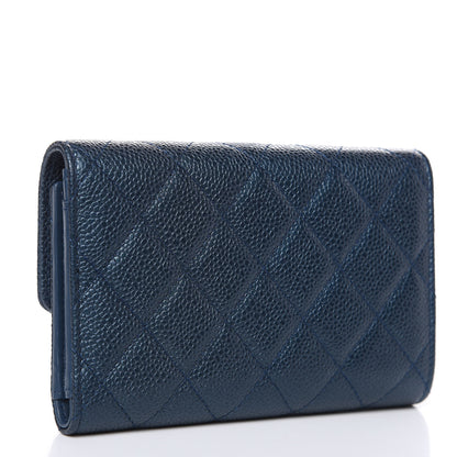 Chanel Iridescent Caviar Quilted Medium Flap Wallet Dark Blue 3 of 11
