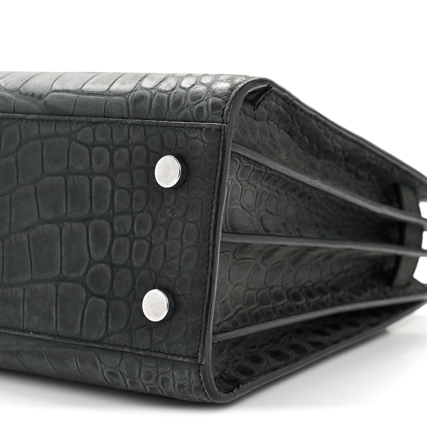 Calfskin Crocodile Embossed Baby Sac de Jour Dusty Black
