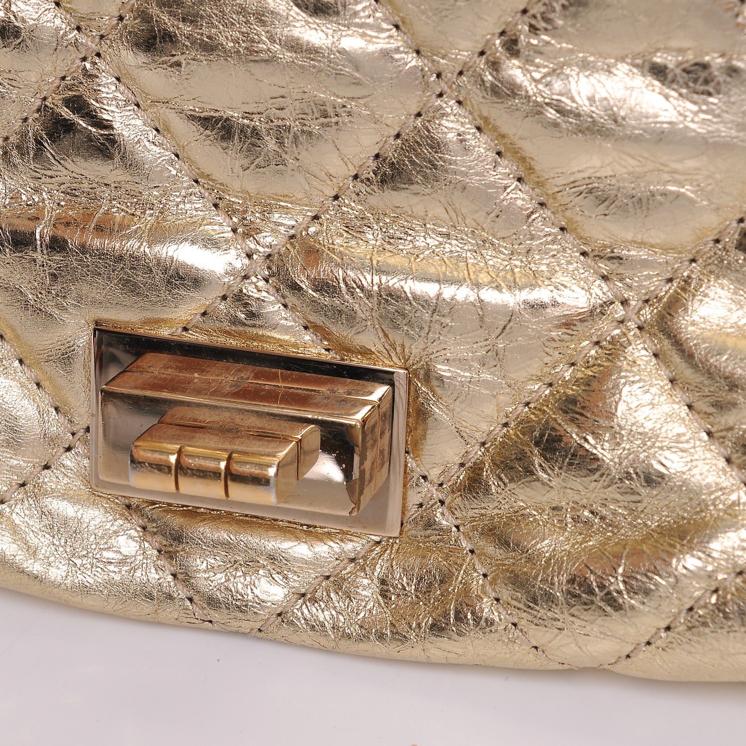 Chanel Metallic Aged Calfskin Quilted 2.55 Reissue 228 Flap Light Gold 8 of 19