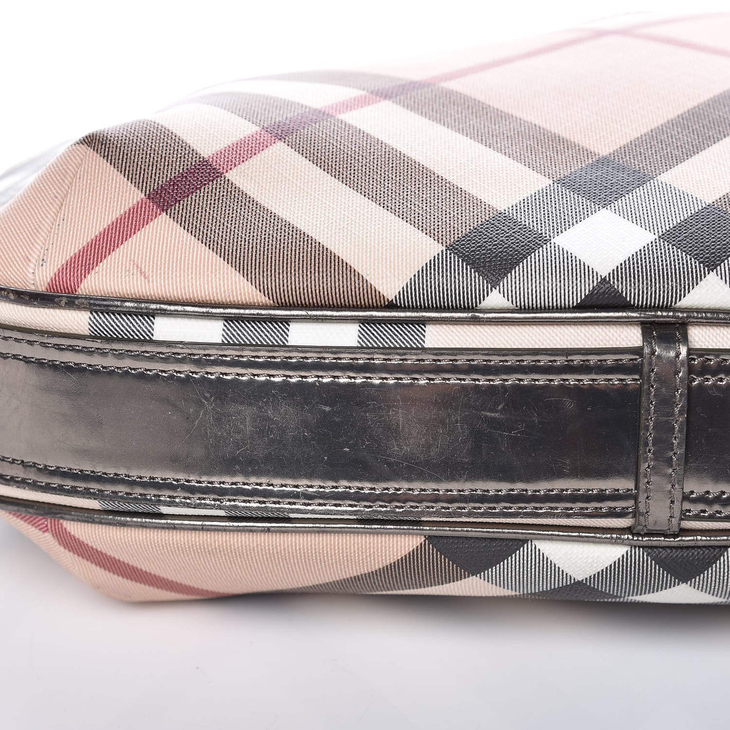 Burberry Patent Supernova Check Medium Barton Hobo Dark Nickel 9 of 13