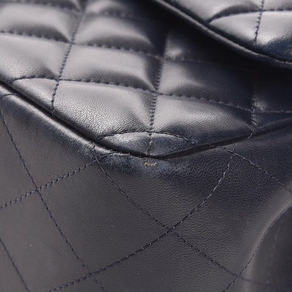 Chanel Lambskin Quilted Jumbo Double Flap Navy 12 of 14