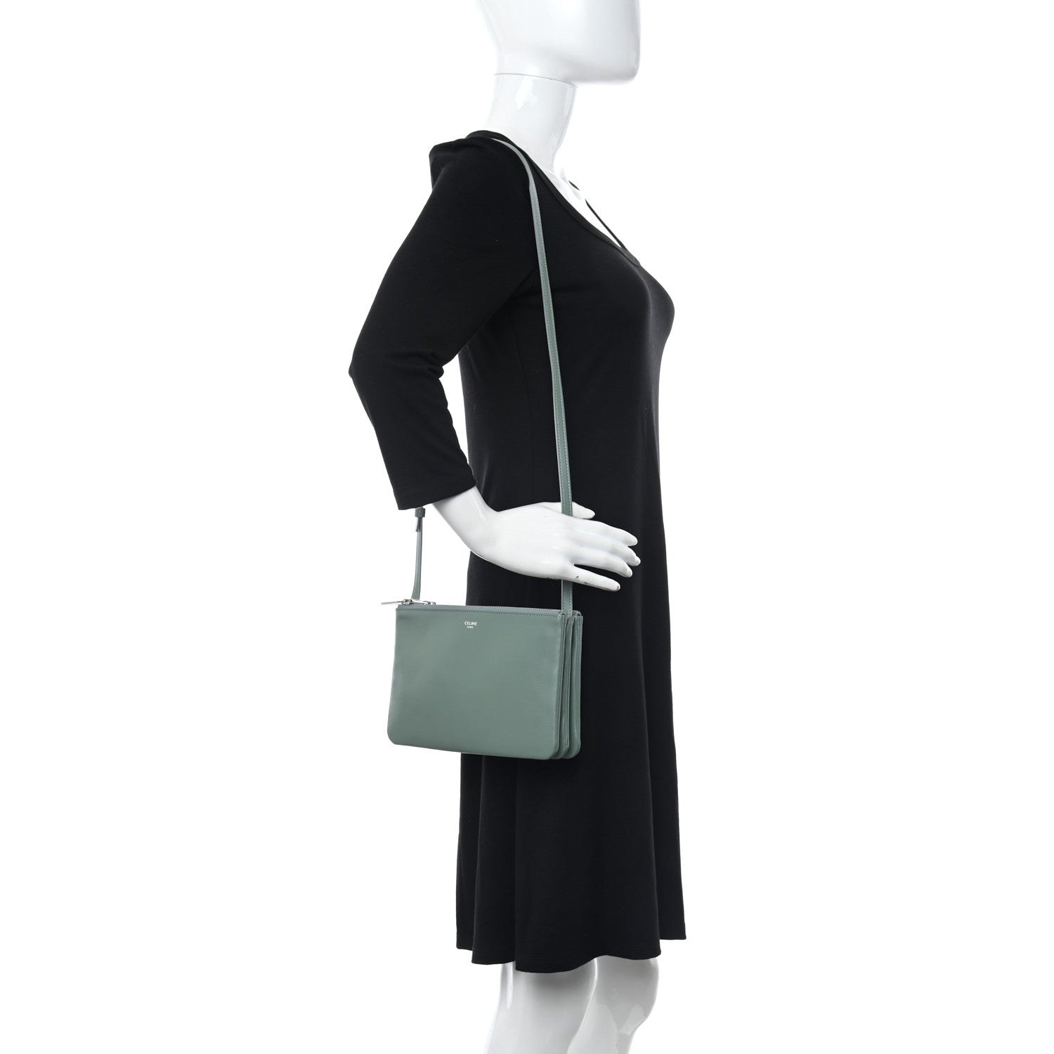 Celine Lambskin Small Trio Crossbody Bag Celadon 2 of 11