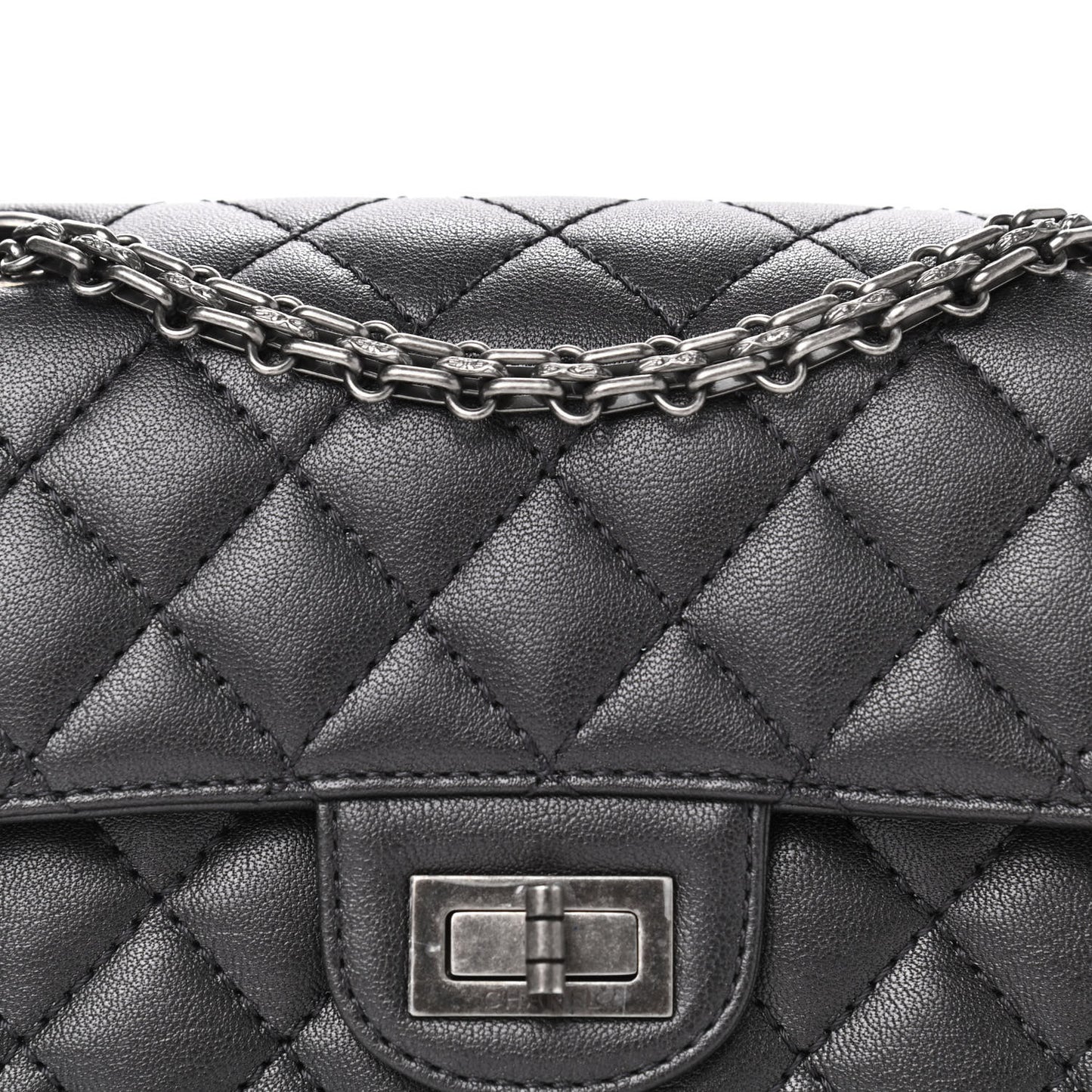 Metallic Sheepskin Quilted 2.55 Reissue Mini Flap Black
