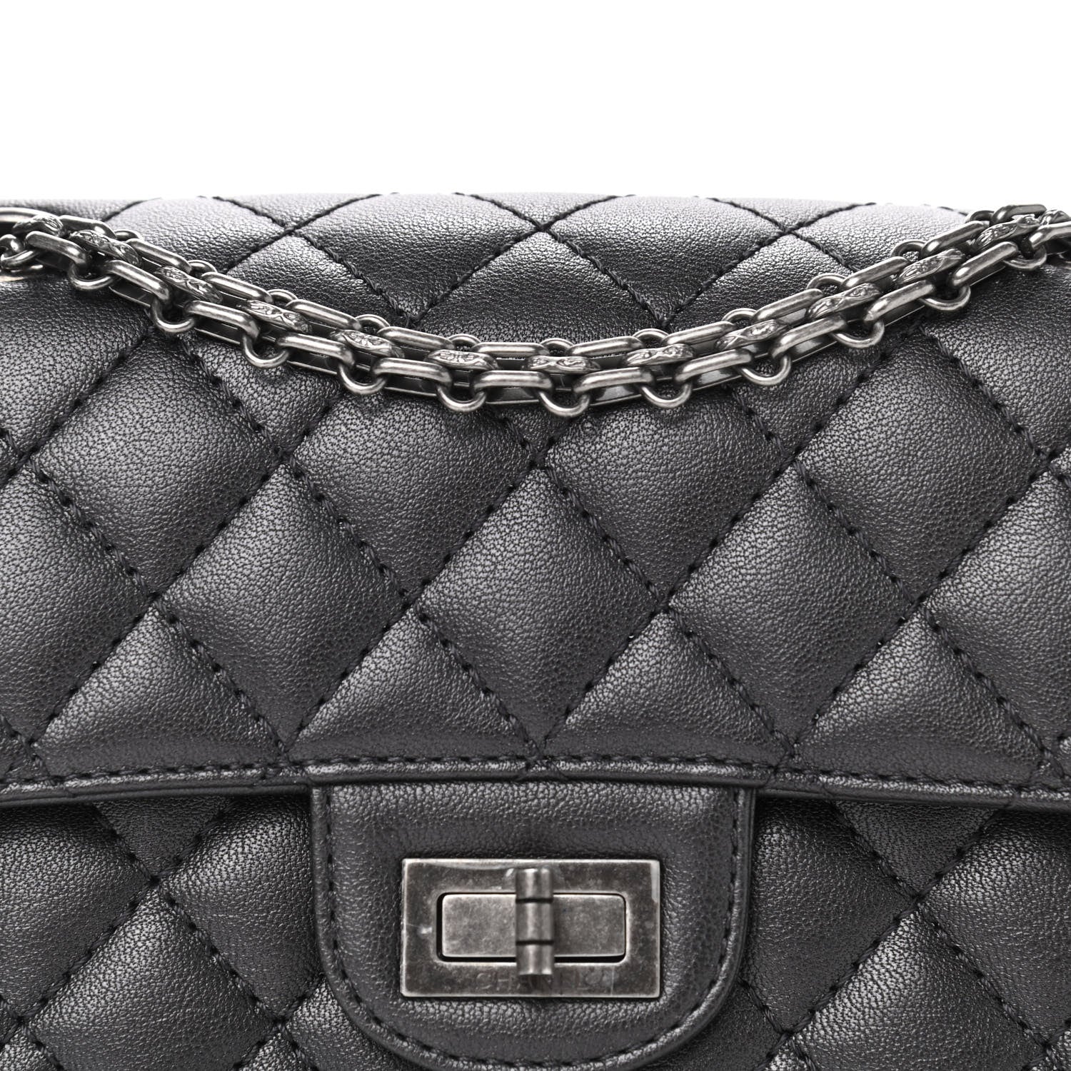 Chanel Metallic Sheepskin Quilted 2.55 Reissue Mini Flap Black 7 of 9