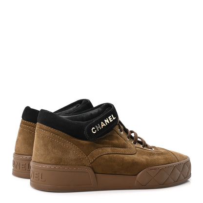 Chanel Suede Logo Low Top Sneakers  40 Brown Black 5 of 8