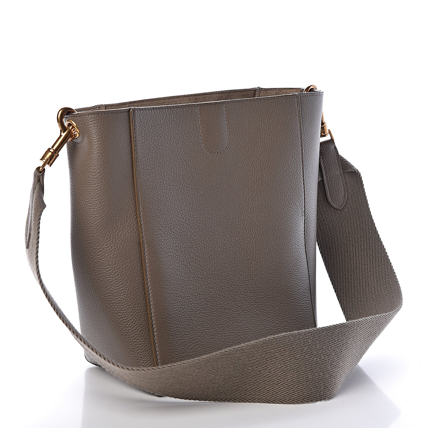Grained Calfskin Small Sangle Bucket Bag Taupe