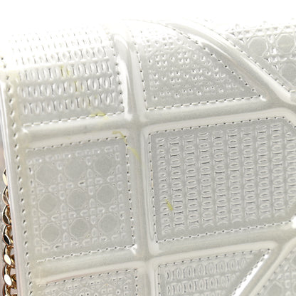 Christian Dior Patent Micro-Cannage Diorama Wallet on Chain Pouch White 10 of 13