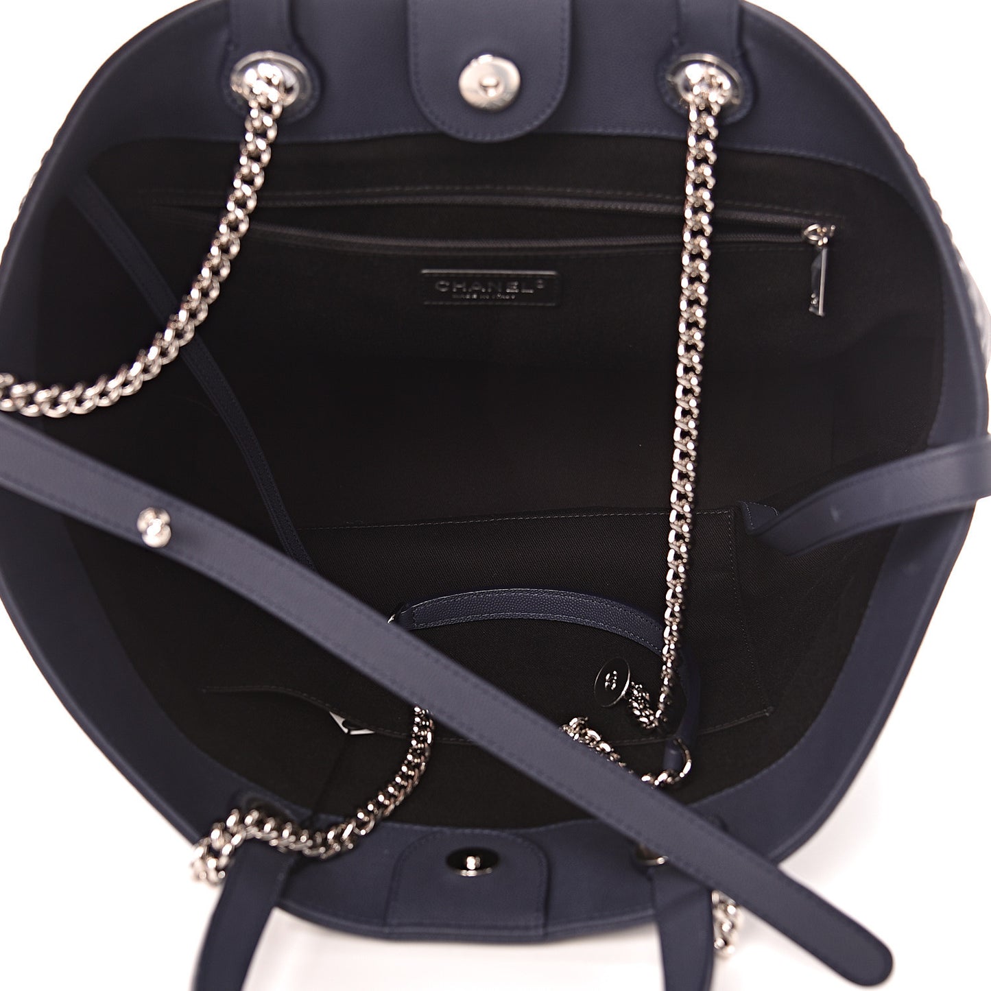 Grained Calfskin Large Coco Eyelets Shopping Tote Navy