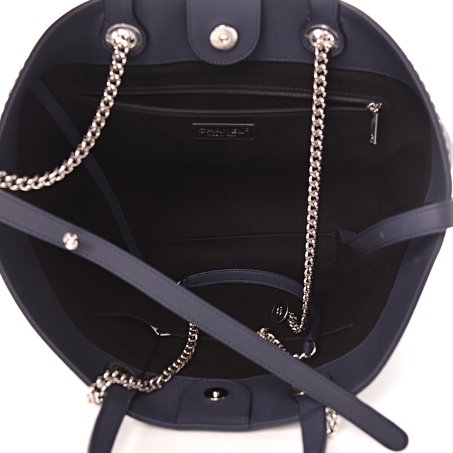 Chanel Grained Calfskin Large Coco Eyelets Shopping Tote Navy 6 of 11