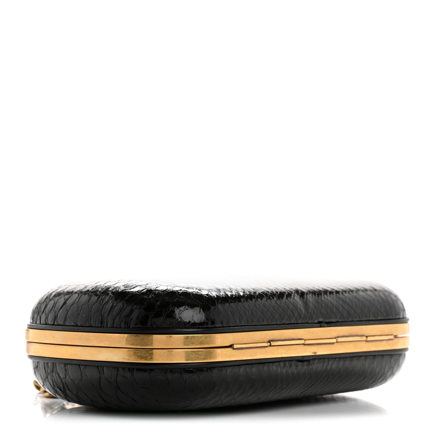 Snakeskin Crystal Tiger Broadway Clutch Black