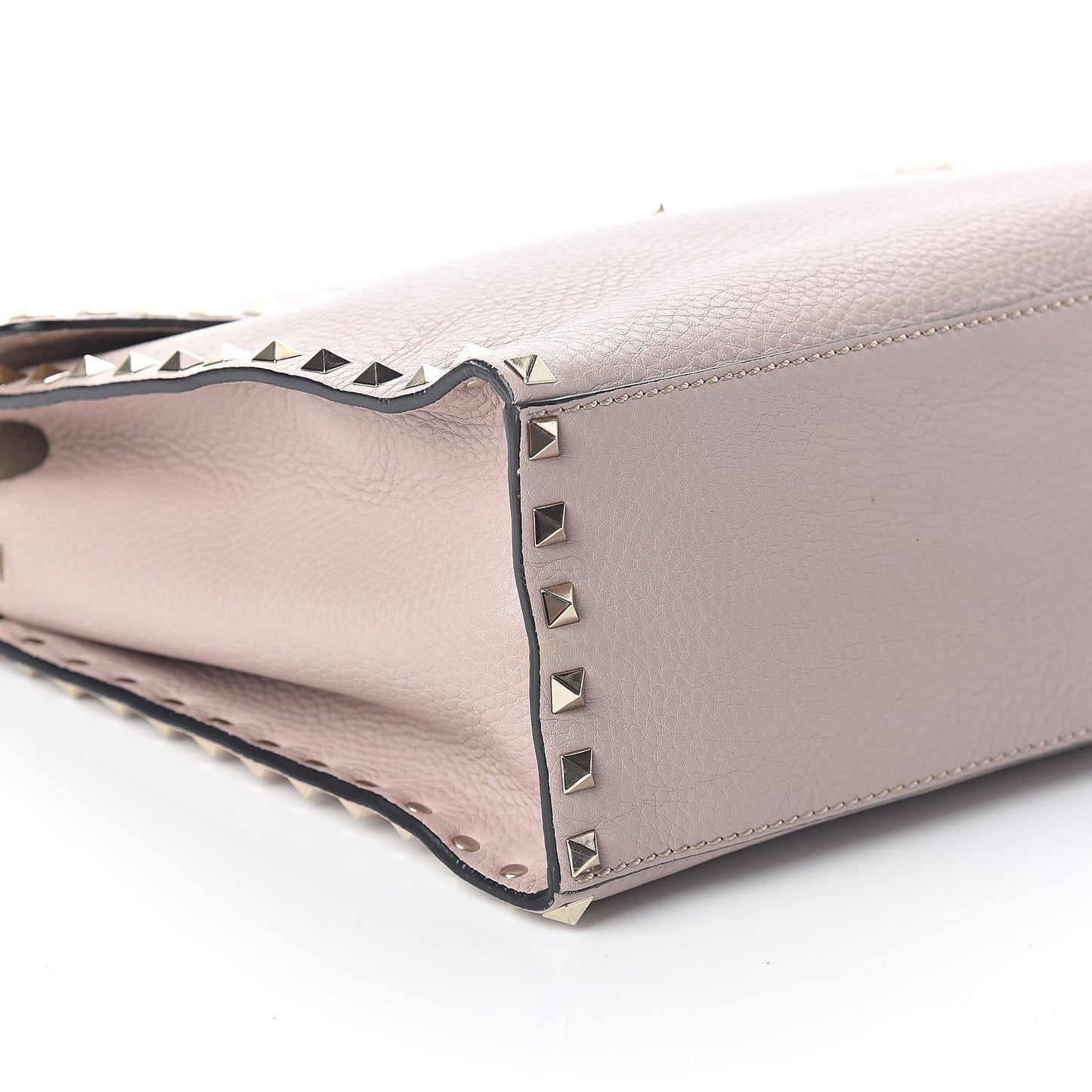 Pebbled Calfskin Rockstud Single Handle Flap Bag Poudre