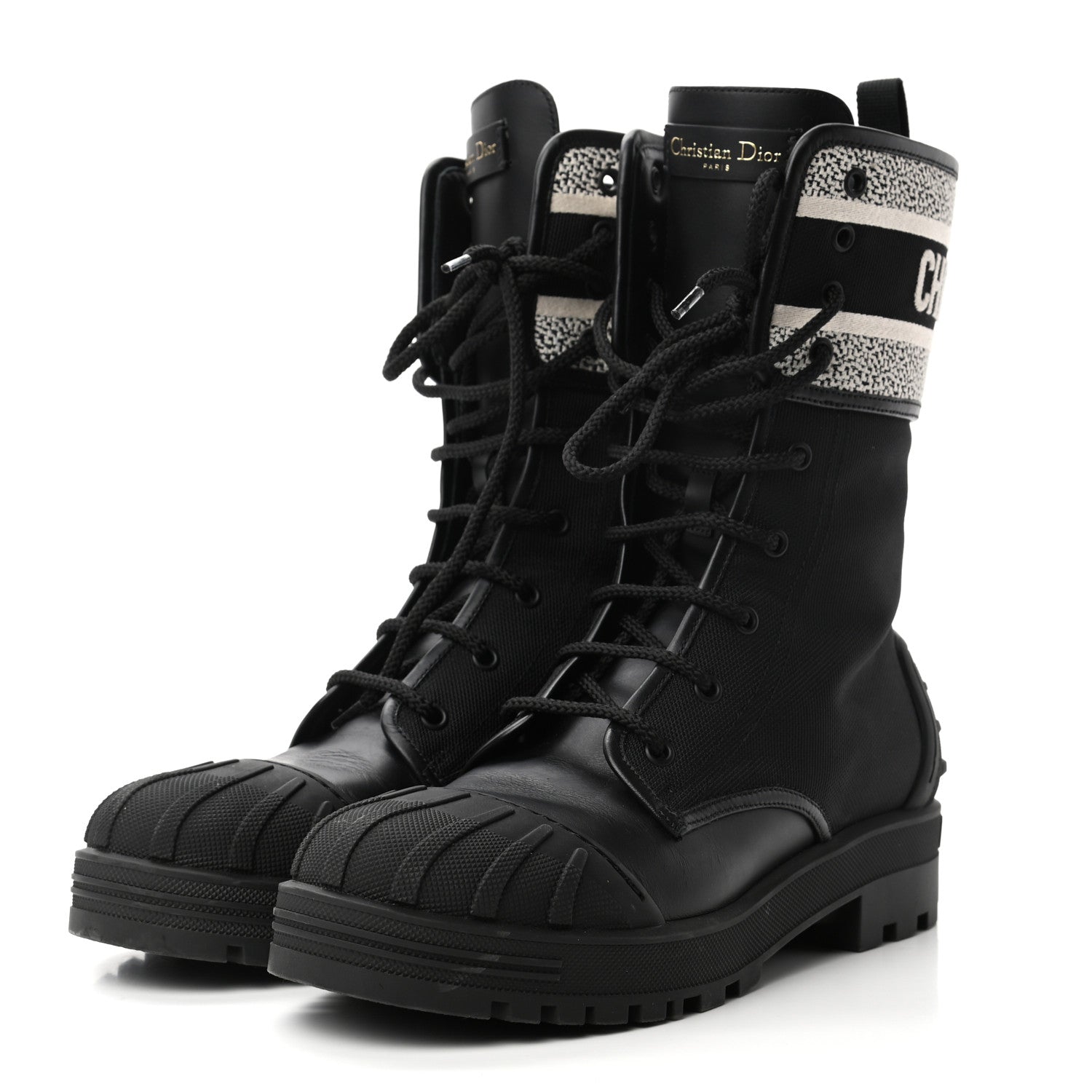 Christian Dior Calfskin Technical Fabric D-Major Ankle Boots 40 Black White 3 of 7