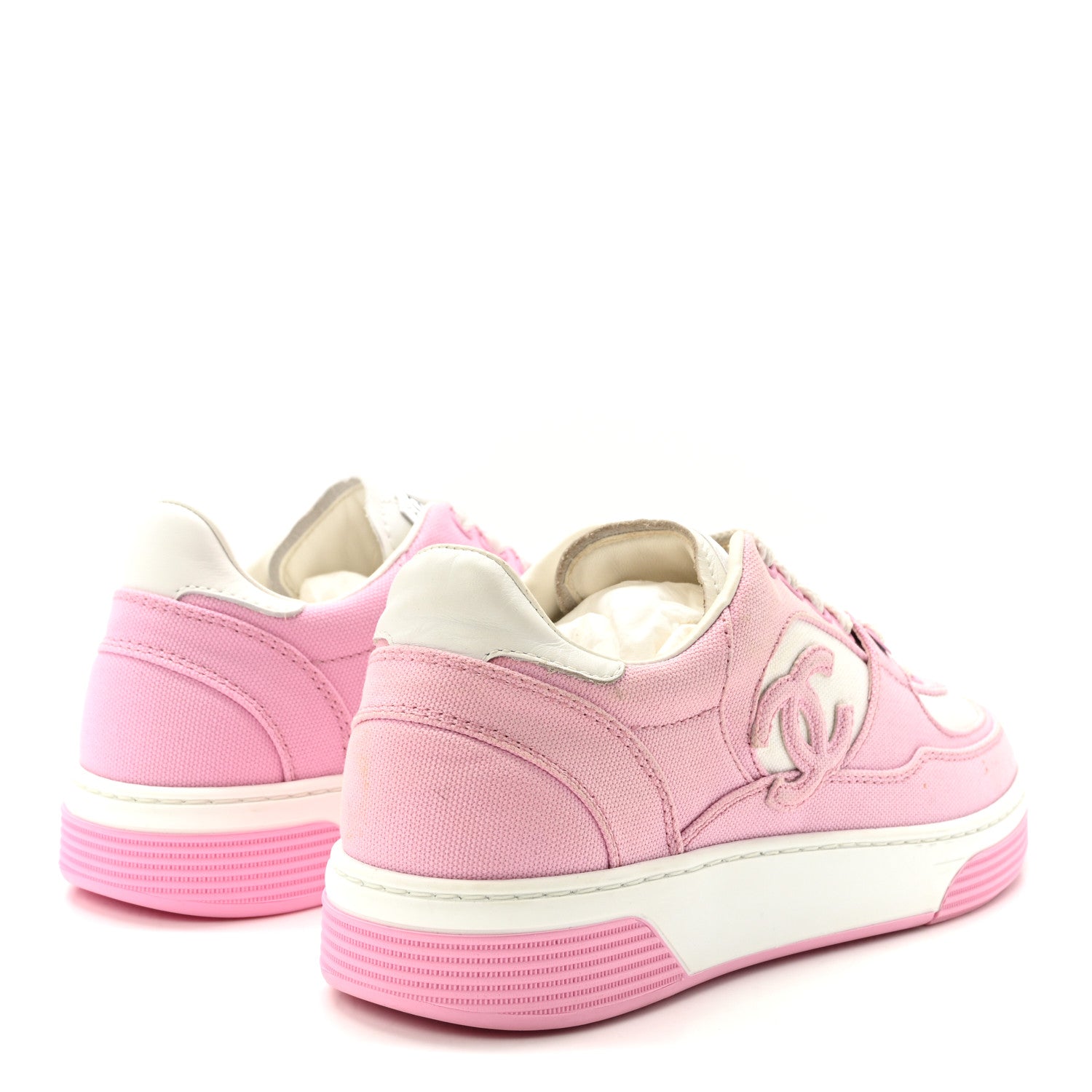 Chanel Cotton Sneakers 36 Pink White 5 of 8