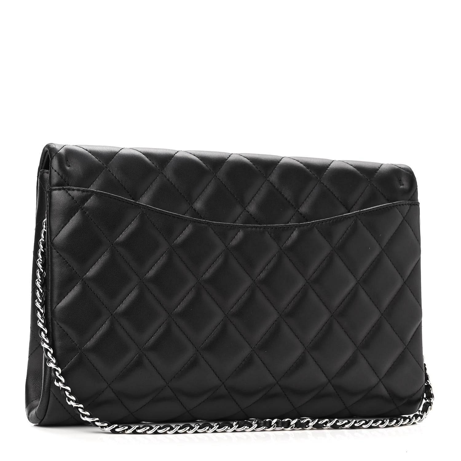 Chanel Lambskin Quilted Clutch With Chain Flap Black 3 of 10