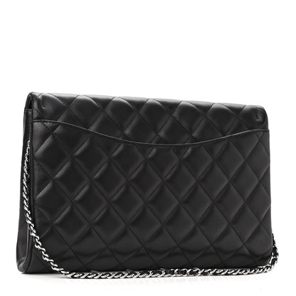 Chanel Lambskin Quilted Clutch With Chain Flap Black 3 of 10