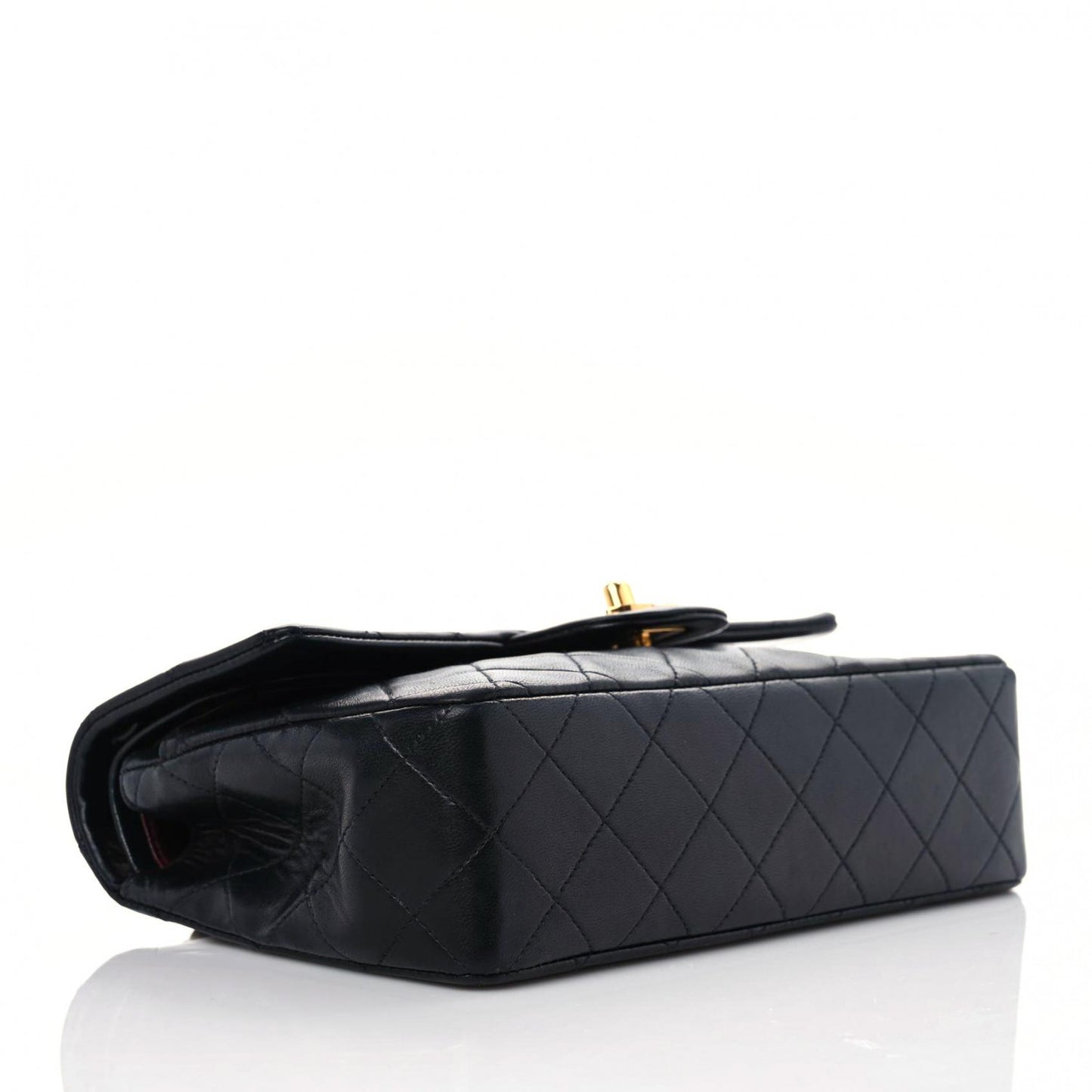 Lambskin Quilted Small Double Flap Black