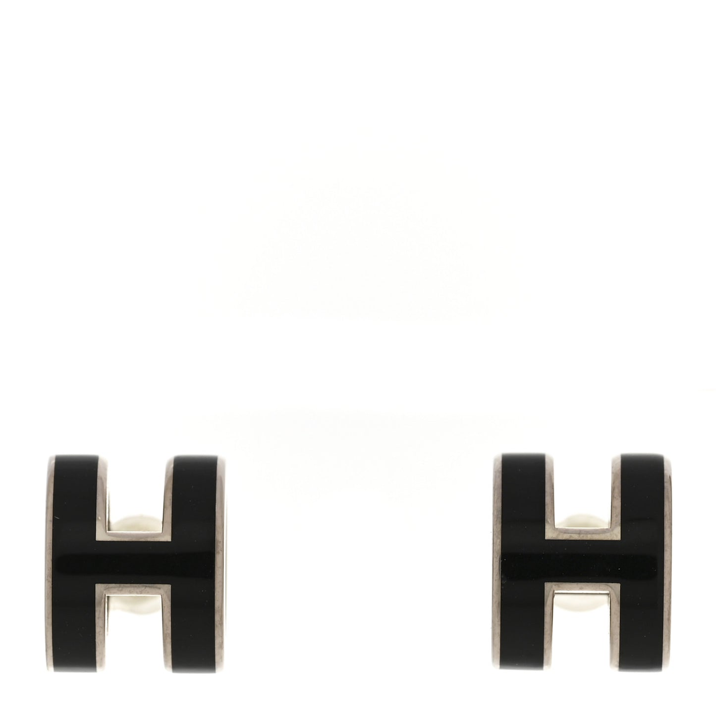 Palladium Lacquered Mini Pop H Earrings Black