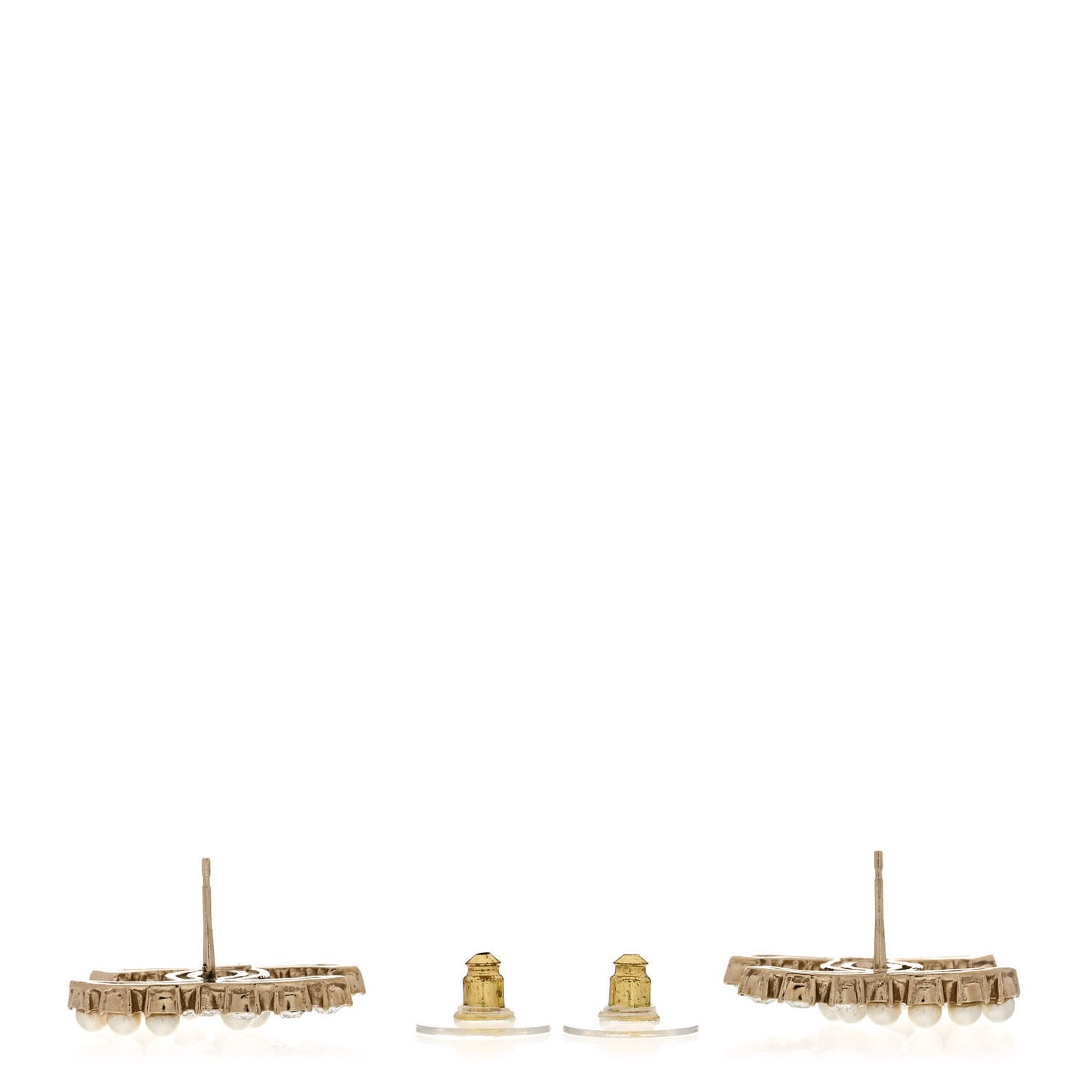 Crystal Pearl CC Dazzling Domino Earrings Gold