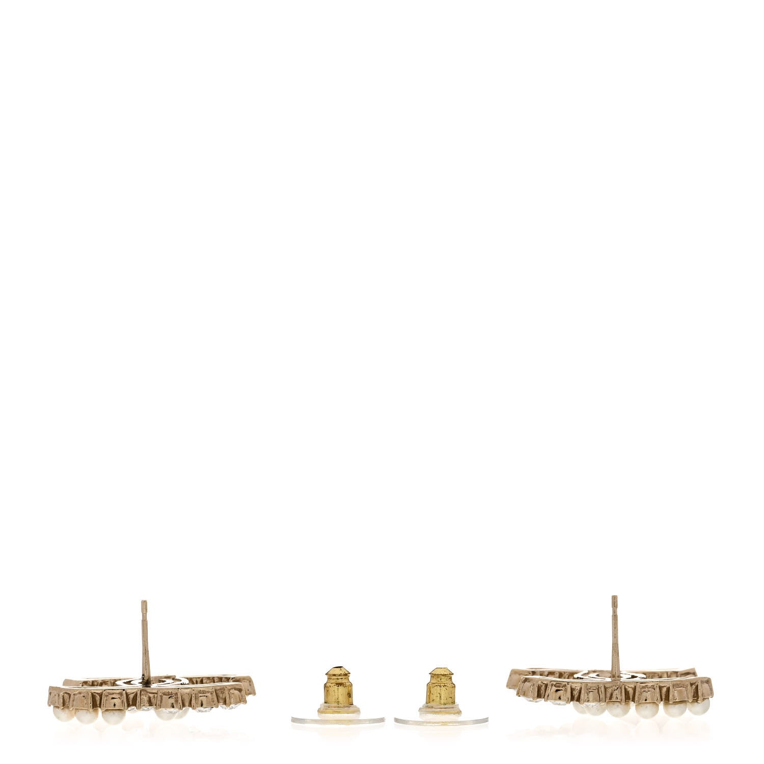 Chanel Crystal Pearl CC Dazzling Domino Earrings Gold 3 of 5