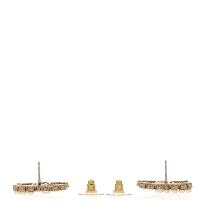 Chanel Crystal Pearl CC Dazzling Domino Earrings Gold 3 of 5