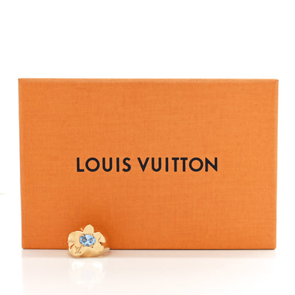 Louis Vuitton Metal Crystal LV Flower Waves Ring M Gold Blue 5 of 5