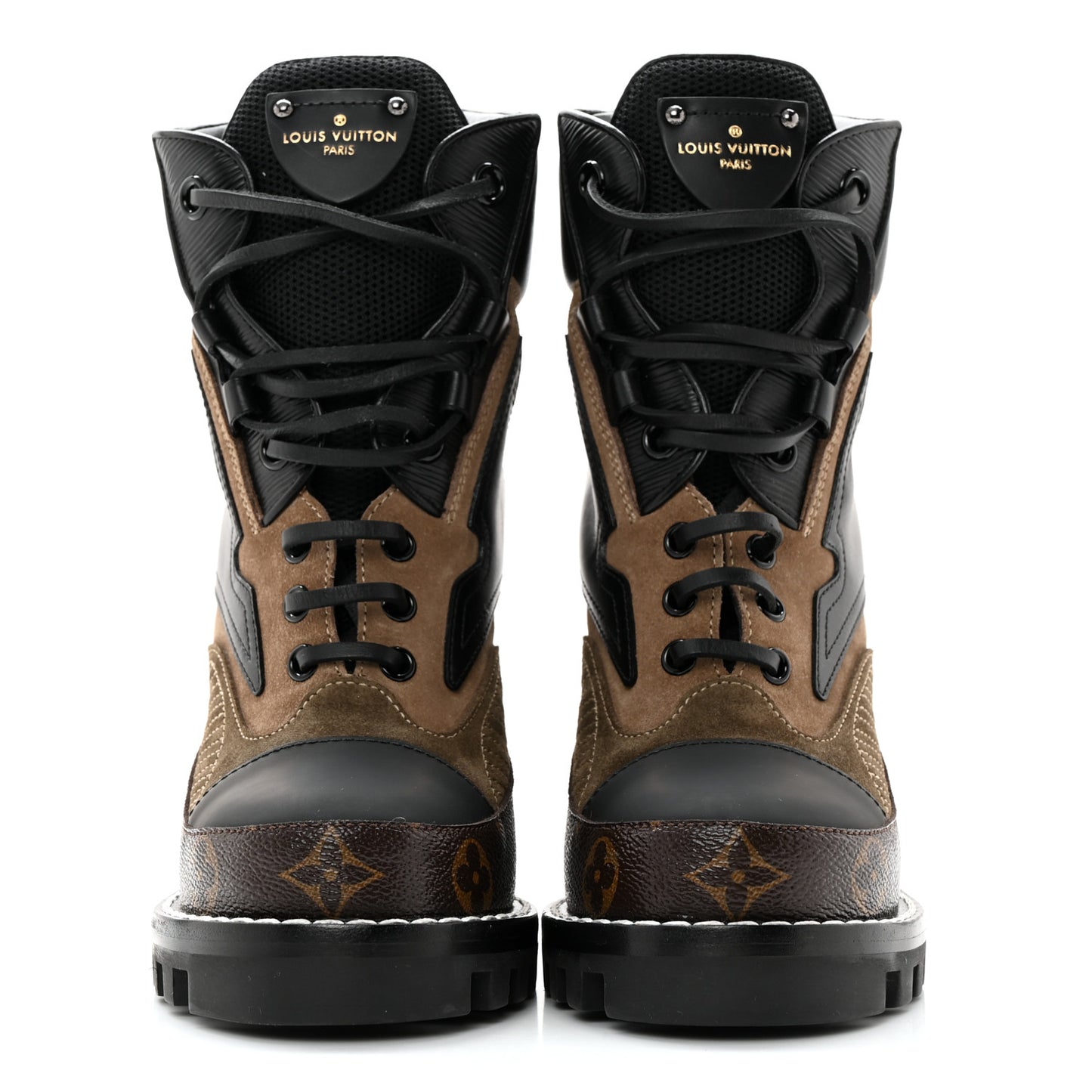Suede Calfskin Monogram Star Trail Ankle Boots 37 Khaki