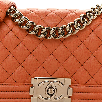 Chanel Caviar Quilted Small Boy Flap Orange 8 of 10