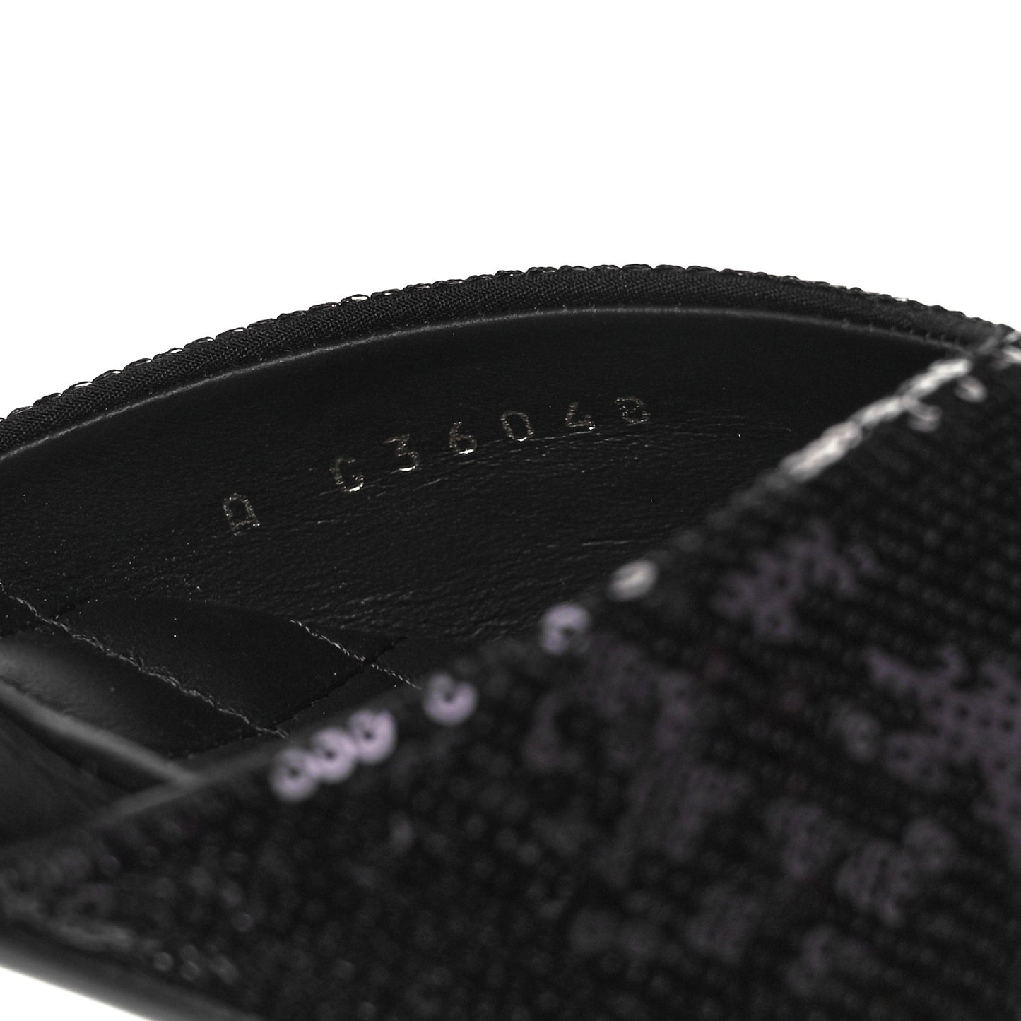 Sequin Grosgrain CC Cap Toe Ankle Flat 37.5 Black