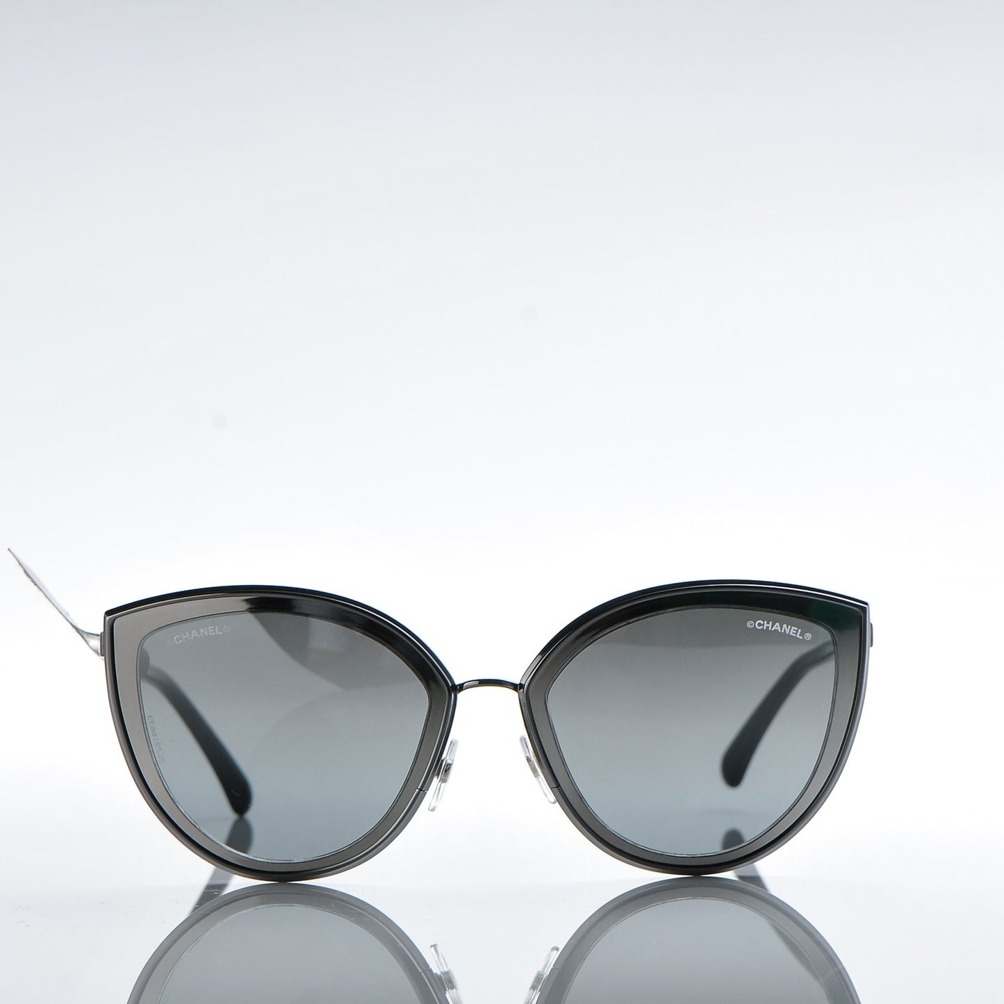 Metal Cat Eye Sunglasses 4222 Silver Black