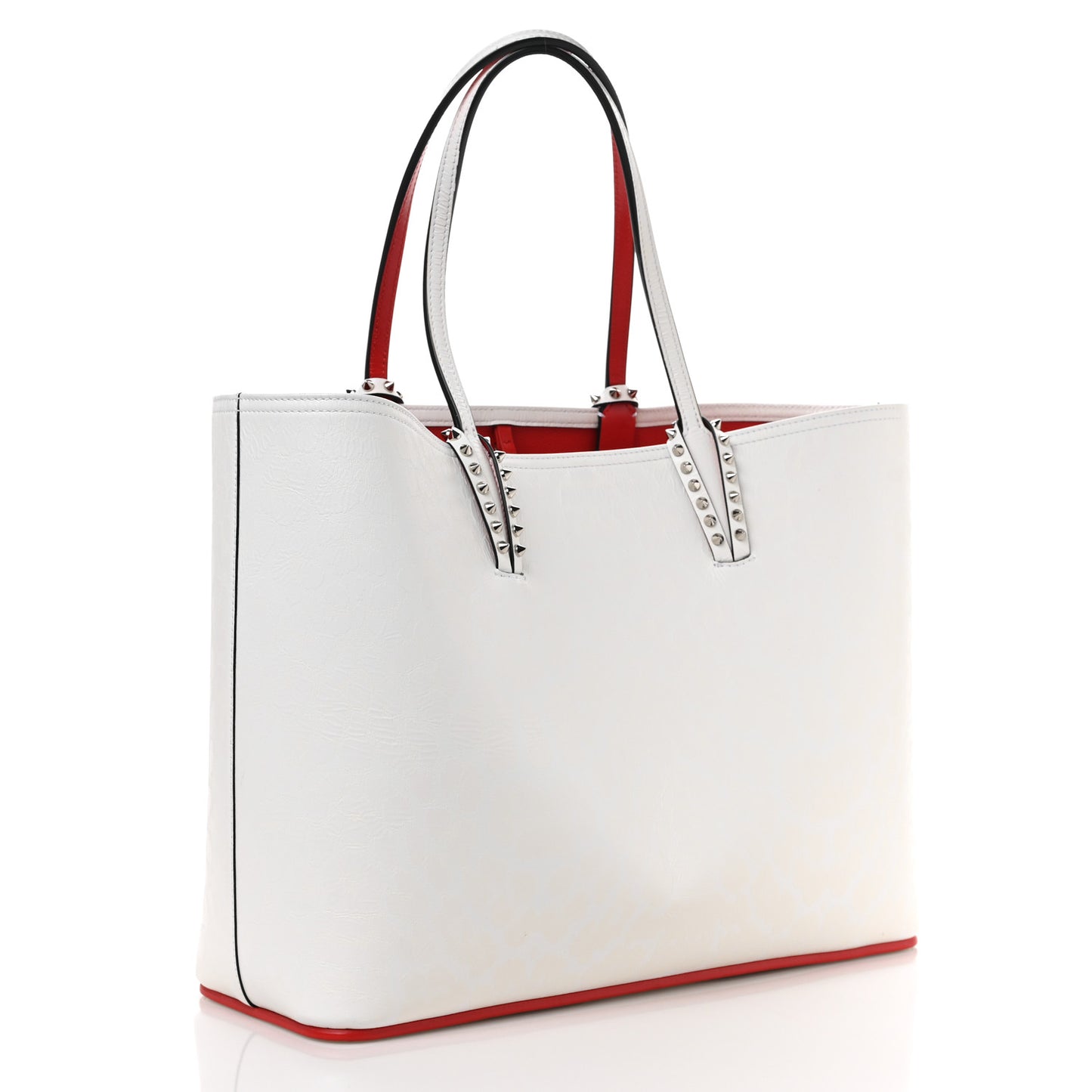 Patent Calfskin Leopard Print Spikes East West Cabata Tote Snow