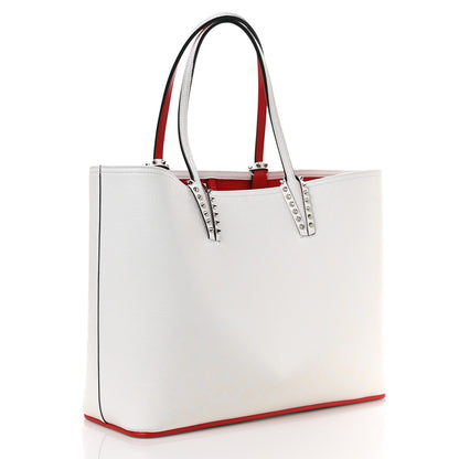 Christian Louboutin Patent Calfskin Leopard Print Spikes East West Cabata Tote Snow 4 of 10