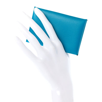 Hermes Epsom Calvi Card Case Bleu Frida 2 of 7