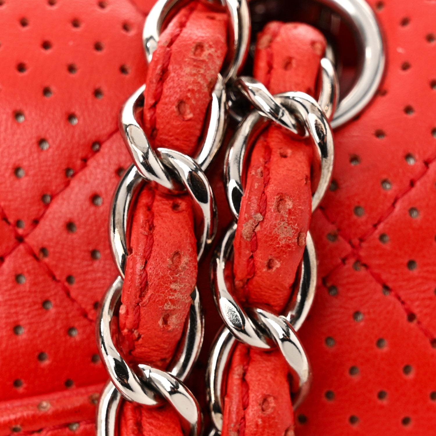 Chanel Lambskin Perforated Medium Double Flap Red 11 of 11