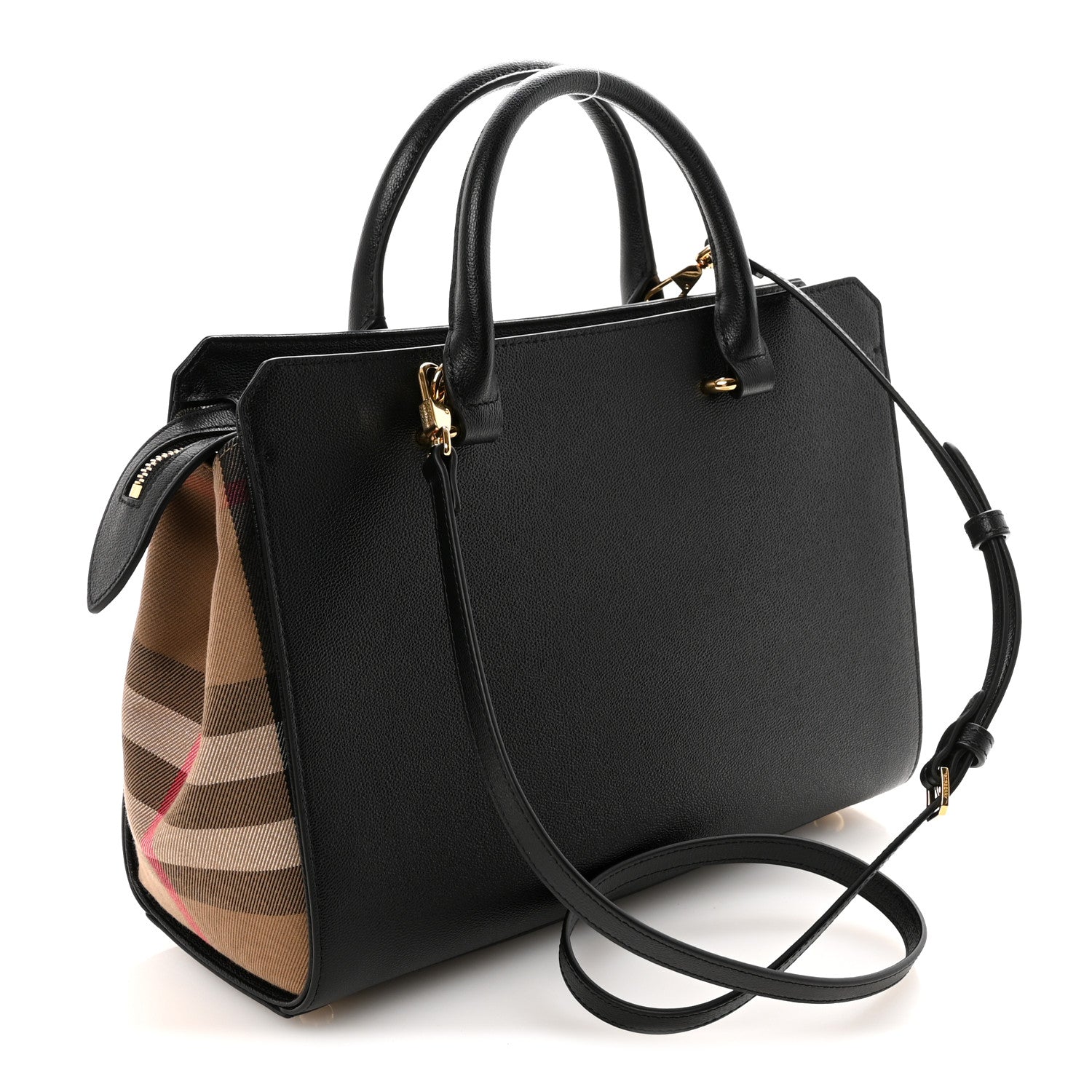 Burberry Calfskin Mega Check Small Banwell Tote Black 1865661