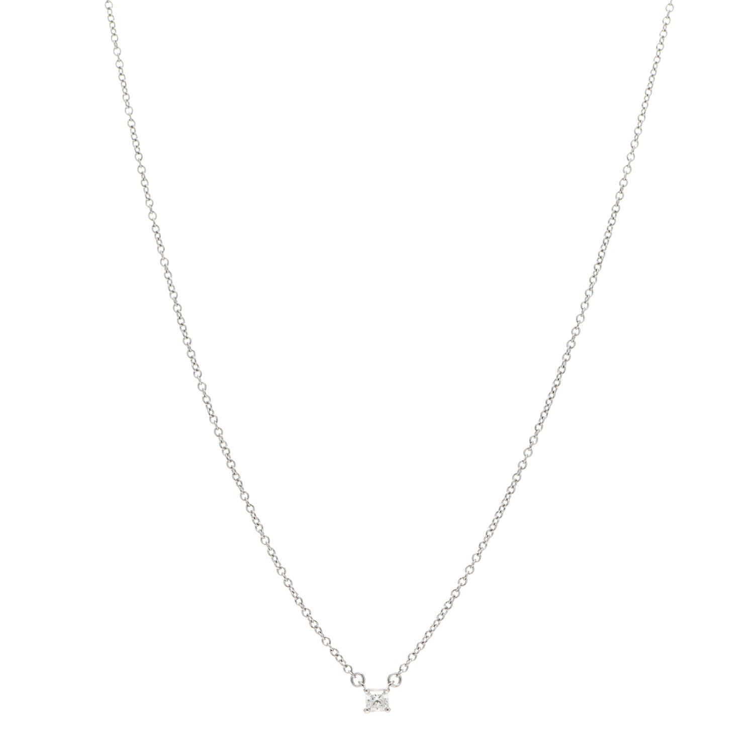 Tiffany Platinum Diamond .12ct Lucida Pendant Necklace 1 of 5