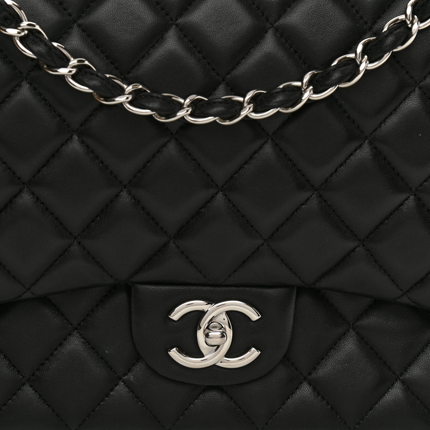Chanel Lambskin Quilted Maxi Double Flap Black 8 of 14