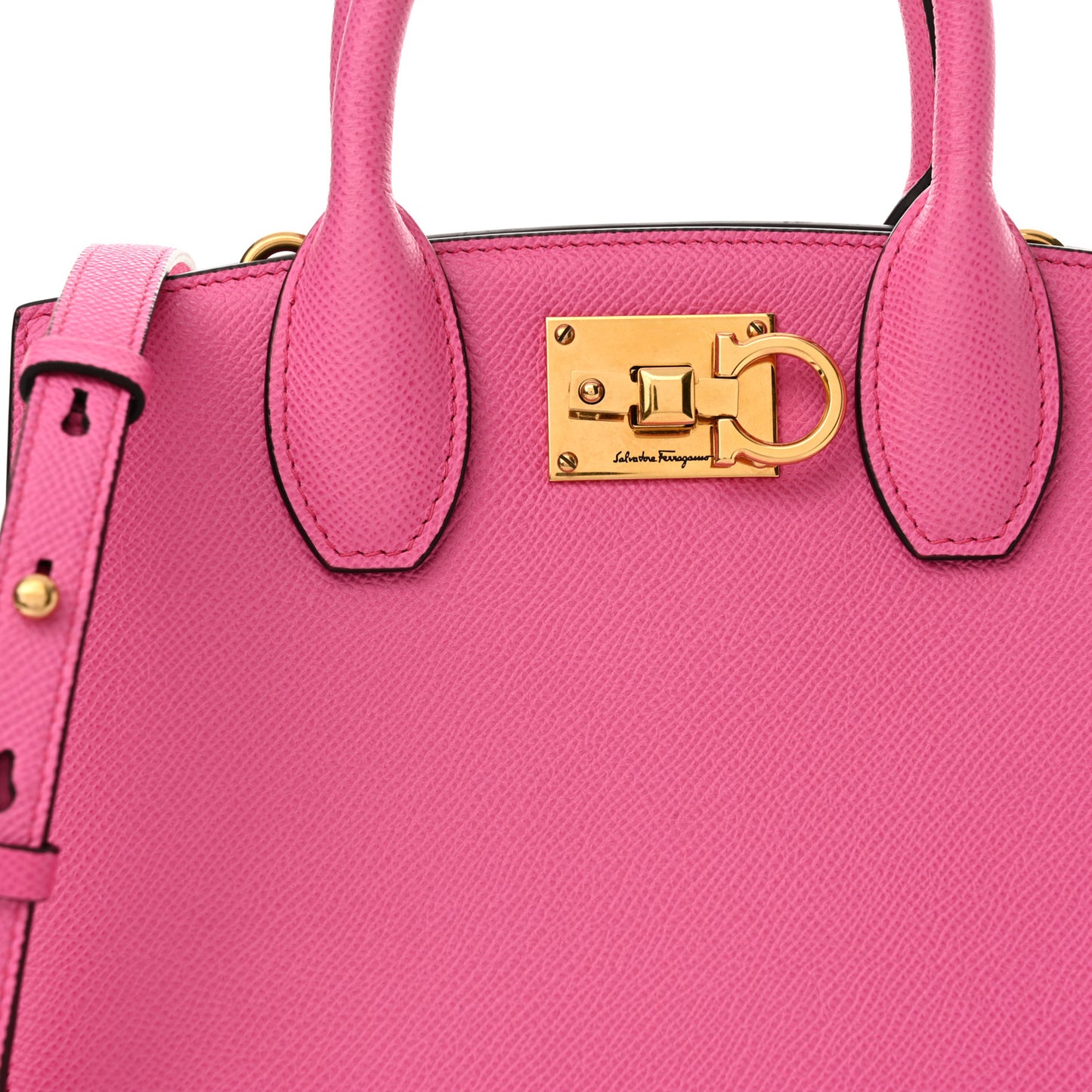 Hammered Calfskin Small The Studio Box Bag Hot Pink