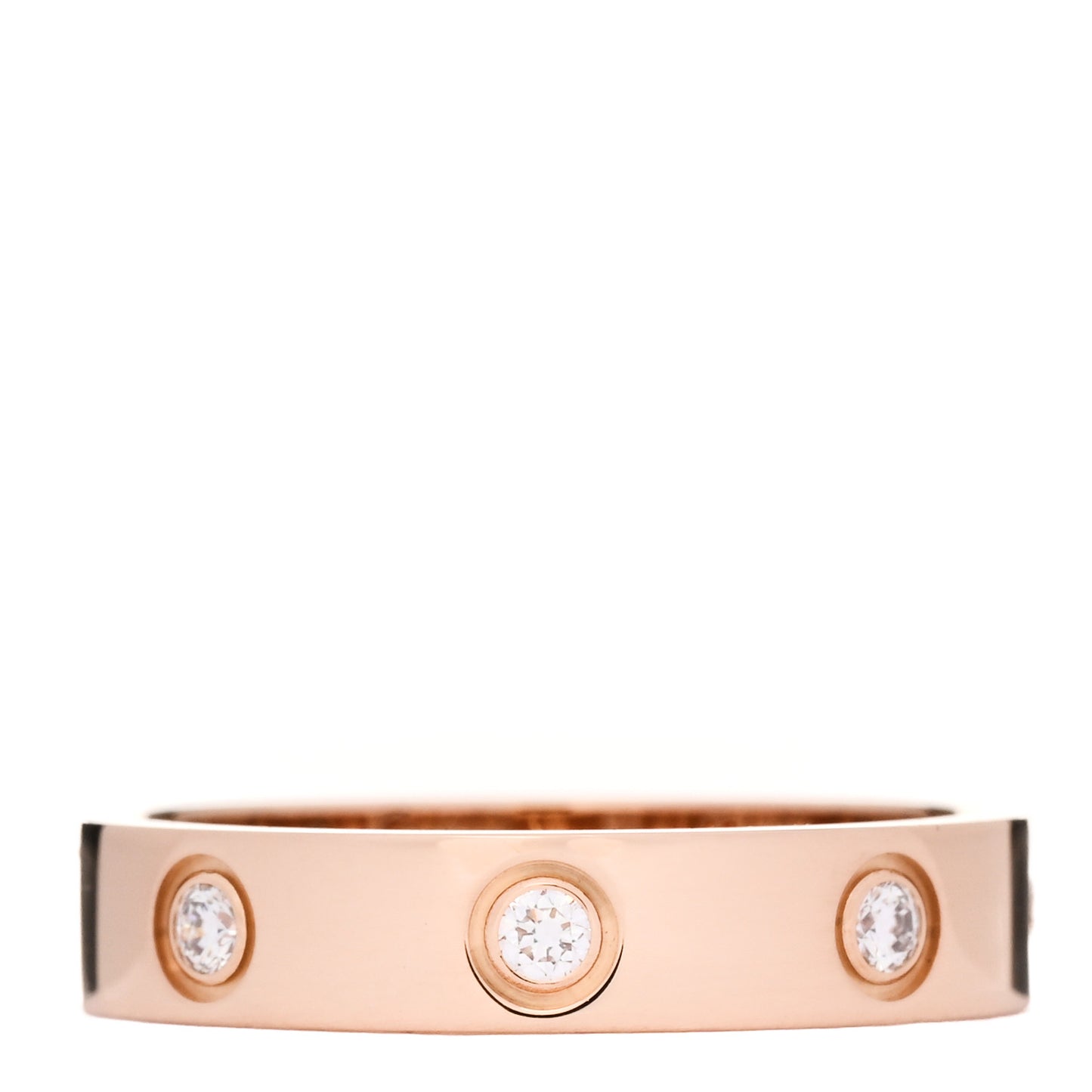 18K Pink Gold 8 Diamond 4mm LOVE Wedding Band Ring 51 5.75