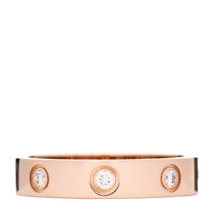 Cartier 18K Pink Gold 8 Diamond 4mm LOVE Wedding Band Ring 51 5.75 1 of 4