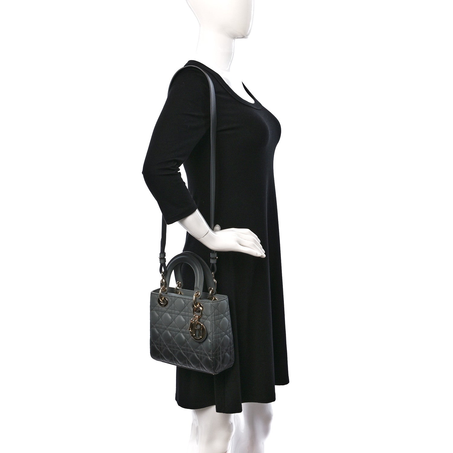 Christian Dior Lambskin Cannage Gradient Small My ABCDior Lady Dior Grey 2 of 11