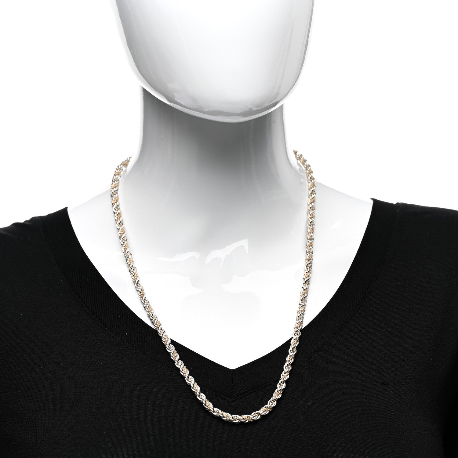 Tiffany Sterling Silver 14K Yellow Gold Rope Chain Necklace 24" 2 of 4