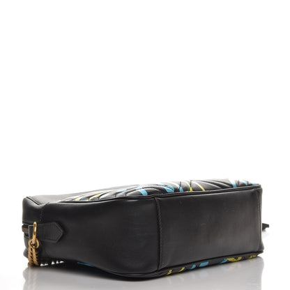 Gucci Calfskin Matelasse GucciGhost Medium GG Marmont Chain Shoulder Bag Black New Acquamarine 4 of 9