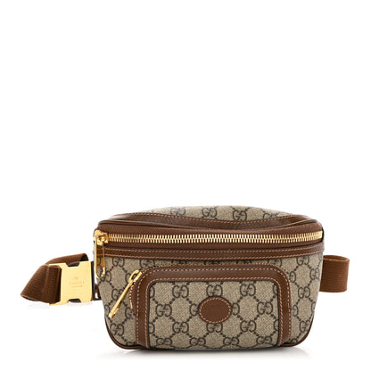 Gucci GG Supreme Monogram Textured Calfskin Retro Interlocking G Belt Bag Beige Ebony Brown Sugar 1 of 10
