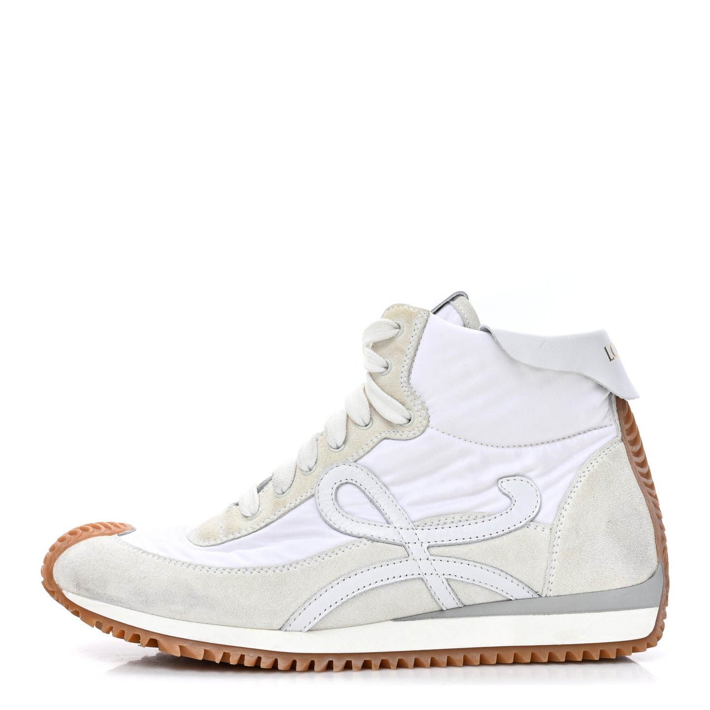 Nylon Suede Flow Runner High Top Sneakers 38 White